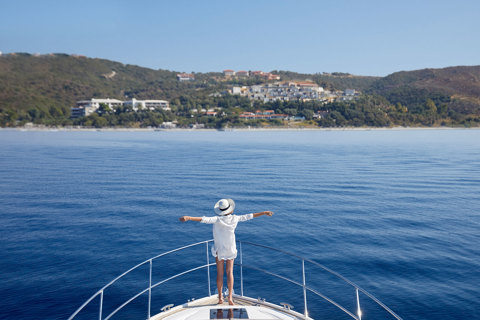 Eagles Resort Chalkidiki woman in a Yacht