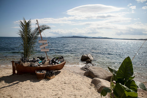 Eagles Resort Chalkidiki Wedding Events on the beach with a decor boat