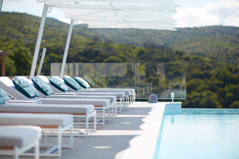 Eagles Resort Chalkidiki sunbeds by the Outdoor Pool