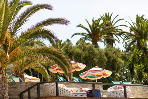 Eagles Resort Chalkidiki Pool Bar with palm trees and umbrellas