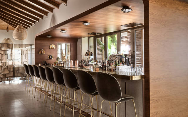 Eagles Resort Chalkidiki Cabin Bar with black stools