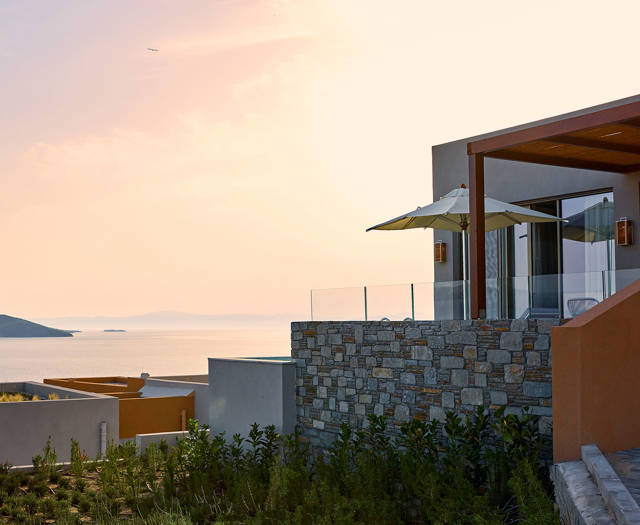 Eagles Villas Chalkidiki sunset view from the room