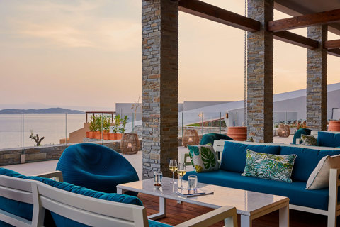 Eagles Resort Chalkidiki Pool Bar terrace furniture and sea view