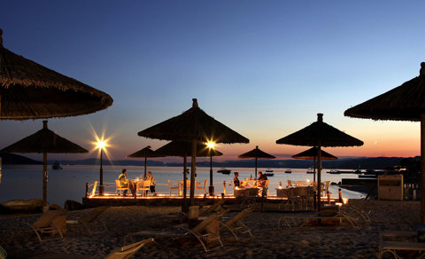 Eagles Resort Chalkidiki Armyra Restaurant by the sea, night view